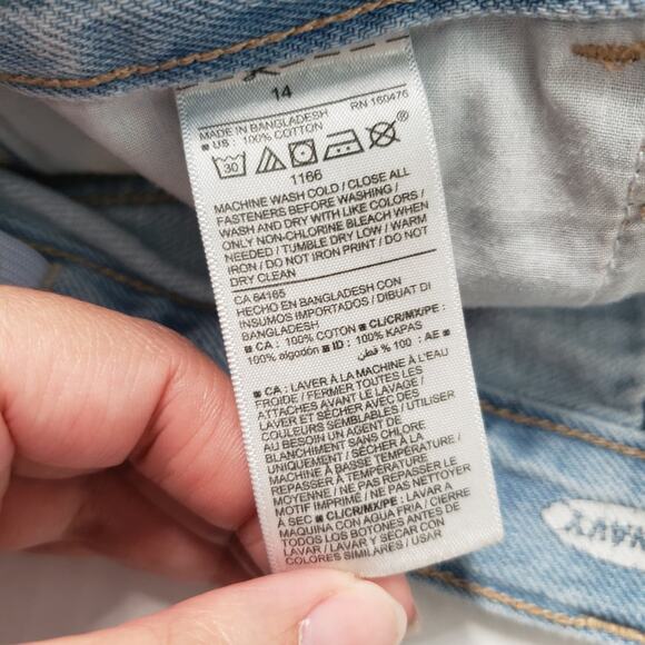 Old Navy Jean Shorts Girls 14 Blue Denim Cut Off Button Fly Adjustable Waist - Picture 3 of 15